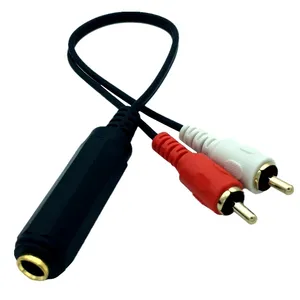 Jack macho para 2 RCA, cabo divisor de som e som, conector de 6,35 mm para amplificador, amplificador de voz e som, alto-falante de 0,25 m e 1,5 m