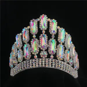 Mahkota Kristal Berlian Imitasi Kustom Tinggi 4 "Mahkota Kontes Kontur