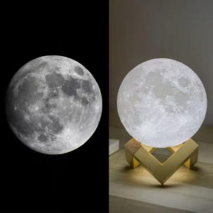 Modern 15cm Touch 3D Printing <b>Globe</b> Remote Controlled Rechargeable Dimmable 16 Colors LED Luner Light <b>Moon</b> Lamp - Product Image 3