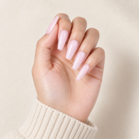 En gros, Faux ongles à presser longs forme cercueil, Rose laiteux, 32 pièces, en plastique ABS, étanches, pour nail art DIY