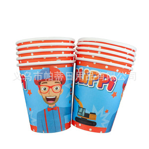 Decoración para Fiesta de Cumpleaños <span class=keywords><strong>Blippi</strong></span>: Platos, Vasos, Pancarta, Adorno para Pastel, Banderín Colgante, Tarjeta de Invitación, Bolsa de Regalo, Globos - Product Image 5