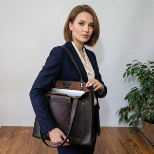 Pochette en cuir véritable grande capacité pour femme, style européen, décontractée, avec bandoulière amovible et fermeture éclair, Saint-Valentin, BS INTERNATIONAL - Product Image 1