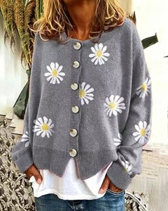 Cárdigan de Punto con Diseño de Margaritas Pequeñas para <span class=keywords><strong>Mujer</strong></span>, Primavera/Verano 2026, de Alta Calidad, Ideal para Uso Diario Casual Urbano - Product Image 6