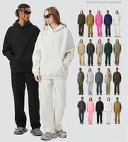 Ensemble sweat à capuche homme et pantalon de survêtement évasé Y2K vintage streetwear, avec logo imprimé en relief 350 g/m² de haute qualité, pour l'hiver, en tissu tissé