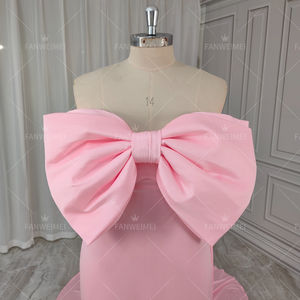 <span class=keywords><strong>Robe</strong></span> de grossesse en satin rose doux et extensible de haute qualité avec un grand nœud sans manches <span class=keywords><strong>Robe</strong></span> de fête de maternité Baby shower - Product Image 3
