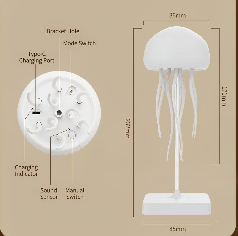 Packaging Gradient Color Festival Decorative 7 Color Gradient Floating Jellyfish Lamp Sound ...
