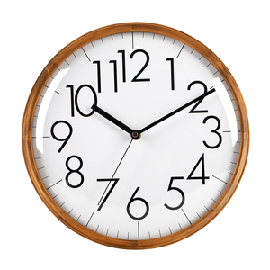 Horloge murale moderne en bois à affichage simple avec chiffres romains, couvercle en verre bombé, mouvement silencieux pour la décoration du salon - Product Image 3