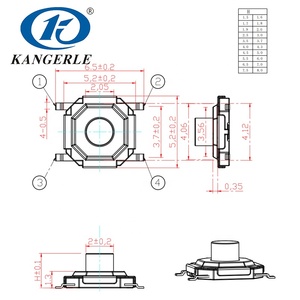 Chiết Giang kangerle KEL-C005 4mm * 4mm siêu SMT mỏng tact kim loại đẩy đẩy nút tact chuyển đổi - Product Image 3