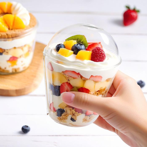 Custom Ijs Fruit Yoghurt Smoothie Plastic Beker Mini Wegwerp <span class=keywords><strong>Dessert</strong></span> Emmer Bekers Pet U Gevormde Clear Parfait Cups Met Deksels