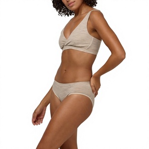 High-Stretch Wire-Free Solid-Color Sports Non- Padded Bra & Bikini Panty Seamless Sports <b>Lingerie</b> 2 Piece Set for Women - Product Image 6