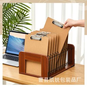Organizador de Archivos de Madera, Estante de Almacenamiento de Documentos de Madera Sólida para Escritorio de Oficina con Compartimentos - Product Image 3