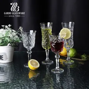 Chine usine 382/332 170ml 6oz nouveau design mixte tasses en verre gravé maison bar vin mariage clair haute qualité gobelet verrerie