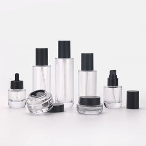 Ensemble complet personnalisé d'emballages cosmétiques en verre transparent : flacon vide pour lotion, sérum, flacon pompe spray, pot à crème, contenant <span class=keywords><strong>cosmétique</strong></span> - Product Image 4