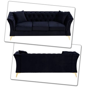 Canapé en tissu simple et moderne pour petit salon, style nordique, luxe léger, trois places, velours <span class=keywords><strong>français</strong></span> boutonné - Product Image 3