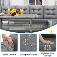 Meubles de jardin en rotin PE tressé à la main, durables, modulaires, gain de place, avec housse de coussin amovible, pour divertissements en extérieur