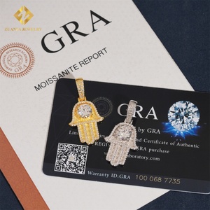 Prix d'usine, bijoux hip-hop raffinés, pendentif en moissanite VVS, argent 925, diamant glacé personnalisé, pendentif main de Hamsa porte-bonheur, cadeau - Product Image 5