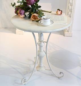 Table basse en fer forgé blanc antique, durable, faite à la main, style vieilli, pour extérieur, patio, jardin, cour arrière - Product Image 3