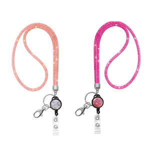 Nouveau cordon de cou transfrontalier en strass, rétractable, avec boucle à tirage facile, pour téléphone portable (type filet de pêche), pour employés d'exposition - Product Image 1