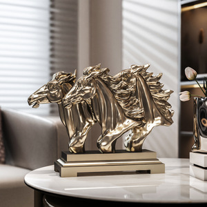 รูปปั้นม้ามงคลตามจีน รูปมังกรม้า ของตกแต่งโต๊ะทำงาน ของประดับตู้วางทีวี ของขวัญทางธุรกิจ งานฝีมือเรซิ่นทองแดงหล่อ<span class=keywords><strong>เย็น</strong></span> - Product Image 1