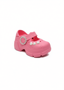 Zuecos de Plataforma con Perlas Estilo Mary Jane para Mujeres y Niñas, Verano, Punta Cerrada, Suaves y Ligeros, Talla 19, Parte Superior de Plástico, EVA - Product Image 1