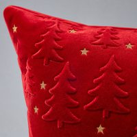 Housse de coussin de Noël brodée sur mesure 45x45 cm en velours vert forêt et or, motif arbre, décoration nordique pour canapé et maison