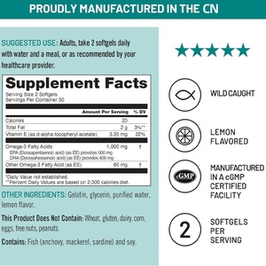 Complément d'huile de poisson Oméga 3 très vendu, 60 gélules molles, soutient la fonction immunitaire et la santé des adultes, gélules molles d'huile de poisson Oméga 3 - Product Image 3