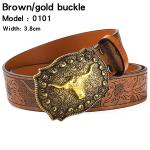 Nuova cintura <span class=keywords><strong>da</strong></span> uomo con grande fibbia in Denim occidentale testa di toro, alla moda in lega Punk American Street cintura in rilievo - Product Image 5