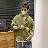 Pull tricoté décontracté en polyester à manches longues pour homme, style japonais ample et chaud, couleur unie avec lettres, idéal pour l'automne