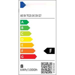Bombilla LED A60 E27 8W 3000K - Iluminación cálida, bajo consumo energético, ideal para el hogar y oficinas. - Product Image 1