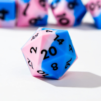 Ensemble de dés en silicone bleu rose ciel à bords coupés pour D&D, 7 pièces, dés polyédriques pour jeux de rôle Dungeons and Dragons Pathfinder RPG