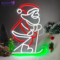 En gros, enseigne néon LED personnalisée Père Noël, lumière néon USB portable à intensité variable avec motif ski, décoration de Noël pour cheminée et fenêtre