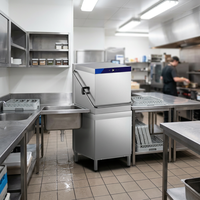 Lave-vaisselle semi-automatique à capot en acier inoxydable 304, 2L/panier, nettoyage à 60°C, haute efficacité, pour petits restaurants