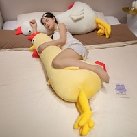 Linda Almohada de Peluche de Pollo Grande, Muñeco de Gallo de Cuerpo Largo Suave y Esponjoso, Cojín de Peluche de Pollo para Dormir, Decoración para el Hogar y la Cama