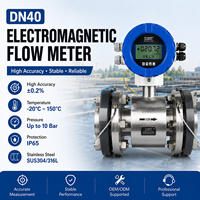 Medidor de Flujo Electromagnético DN40 con Revestimiento de PTFE, Precisión del 0.5%, Medidor de Flujo Magnético Digital RS485 Modbus para Agua Química, IP65, OEM