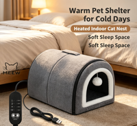MEEW Lit chauffant pour chat alimenté par USB, double usage, nid chaud, maison pour animaux de compagnie pour petits chats, chiots et chiens