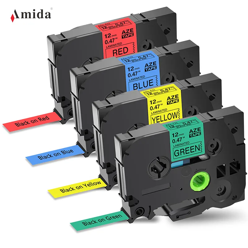 Amida Black on Red /Blue/ Yellow Cinta de etiquetas de la impresora compatible con la cinta de la impresora de la cinta de la etiqueta de la 2.