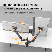 KHCOOHOO Neuer Doppel-Monitorarm mit Gasfeder Anpassbar 17-32 Zoll VESA 75/100 Höhenverstellbar 9KG 360-Grad Stahl