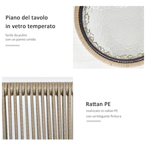 Outsunny Lot de 2 chaises d'extérieur avec table en rotin PE style Boho, kaki et gris - Product Image 5