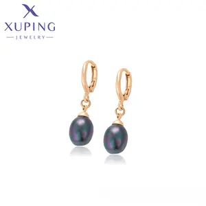 X000643507 Xuping đồ trang sức thời trang đơn giản 18K Màu vàng bông tai vỏ hạt dangle bông tai Phụ kiện cho phụ nữ