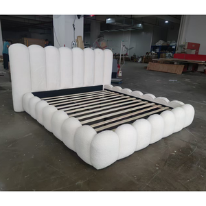 Lit en peluche Teddy 2025, nuage blanc, meubles pour chambre <span class=keywords><strong>à</strong></span> coucher <span class=keywords><strong>avec</strong></span> <span class=keywords><strong>sommier</strong></span> <span class=keywords><strong>à</strong></span> <span class=keywords><strong>lattes</strong></span> et tête de lit en mousse souple - Product Image 6