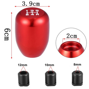 Universal Manual Car Gear <b>Shift</b> <b>Knob</b> Aluminum Alloy 6cm Red With 12mm 10mm 8mm Adapters For Manual Transmission - Product Image 1