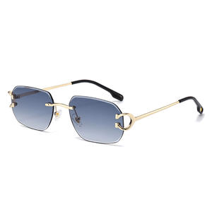 <span class=keywords><strong>Gafas</strong></span> de <span class=keywords><strong>Sol</strong></span> SPUKA 7046 Ovaladas sin Montura para Hombre y Mujer, Montura de Lujo con Corte de Borde, Lentes Degradadas con Protección UV400, Logotipo Personalizado - Product Image 3