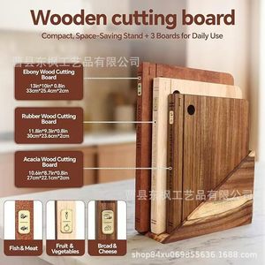 Juego de tablas de cortar de madera, 3 tipos, estilo libro, diseño con flujo de aire, tabla de picar para cocina, fácil de limpiar - Product Image 2