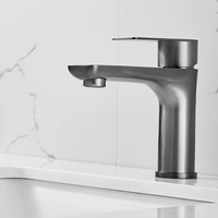 Mitigeurs de Lavabo de Salle de Bain en Acier Inoxydable Sans Plomb Gris Anthracite Anti-Rayures