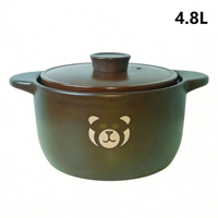 Marmite en céramique 4,8 L avec couvercle en céramique, résistante à la cuisson à sec, compatible lave-vaisselle, non compatible induction, grande capacité, ensemble d'ustensiles de cuisson