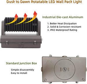 Lámpara de Pared LED de Alta Calidad, Impermeable IP65, Giratoria, Ángulo de Haz de 60 Grados, para Exteriores, 60w - Product Image 4