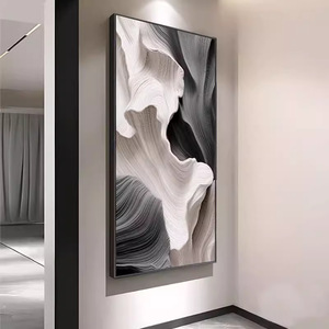 Peinture à l'huile abstraite moderne sur toile, cadre noir, décoration murale rectangulaire pour couloir, face à la porte - Product Image 2