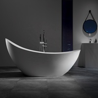 Baignoire autoportante en surface solide à contour doux, baignoire de salle de bain haut de gamme