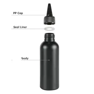 30ML/50ML/60ML/100ML/120ML/150ML/200ML/250ML/300ML Hdpe Black Plastic Bottle With Screw Caps And Sharp Spout Caps