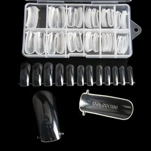 Misscheering 120 pièces Capsules d'extension d'ongles artificiels en acrylique français, demi-couverture, forme longue canard, pour extension d'ongles et faux ongles - Product Image 1